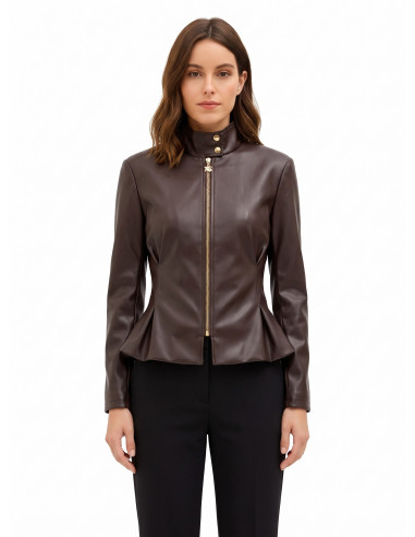 Veste cintrée et ajustée en similicuir avec épaulettes Rinascimento