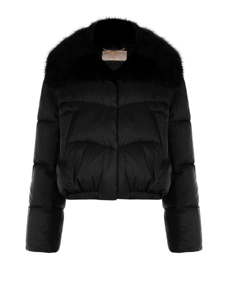 Cropped donsjas met afneembare kraag van imitatiebont Rinascimento