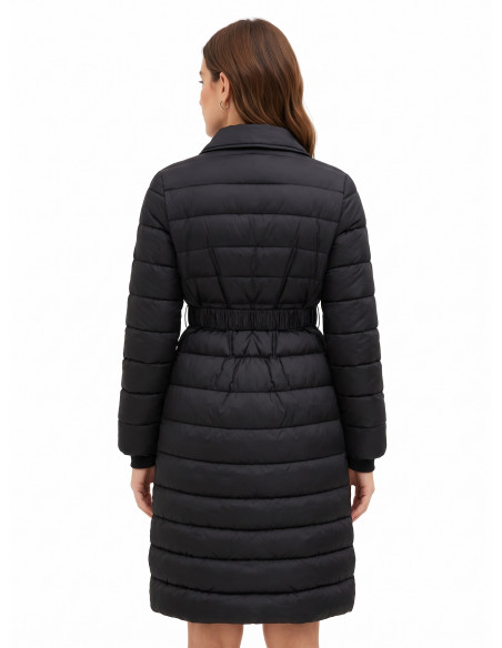 Doudoune longue cintrée avec col et ceinture élastique Rinascimento