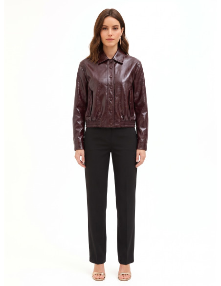 Blouson en similicuir effet vieilli avec élastique à la base Rinascimento