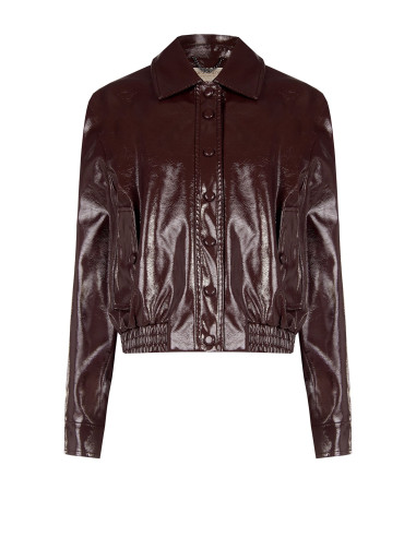 Blouson en similicuir effet vieilli avec élastique à la base Rinascimento