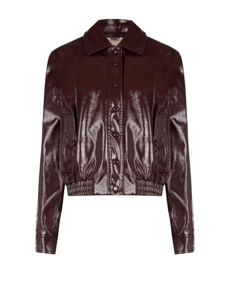 Blouson en similicuir effet vieilli avec élastique à la base Rinascimento
