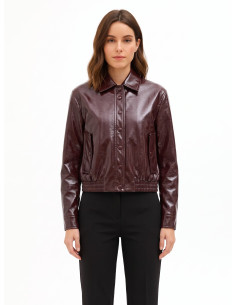 Blouson en similicuir effet vieilli avec élastique à la base Rinascimento