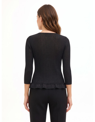 Top ajusté et cintré en fil lurex avec décolleté en V Rinascimento