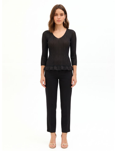 Top ajusté et cintré en fil lurex avec décolleté en V Rinascimento