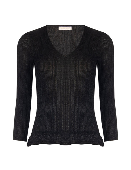 Top ajusté et cintré en fil lurex avec décolleté en V Rinascimento
