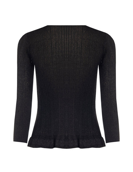 Top ajusté et cintré en fil lurex avec décolleté en V Rinascimento