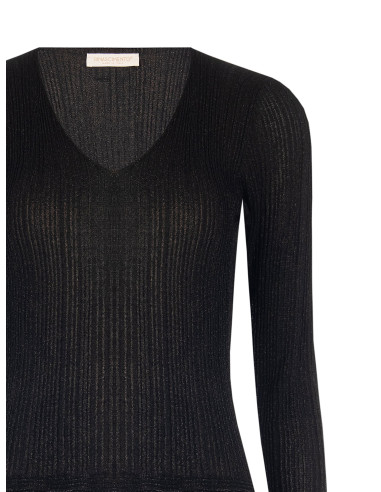 Top ajusté et cintré en fil lurex avec décolleté en V Rinascimento