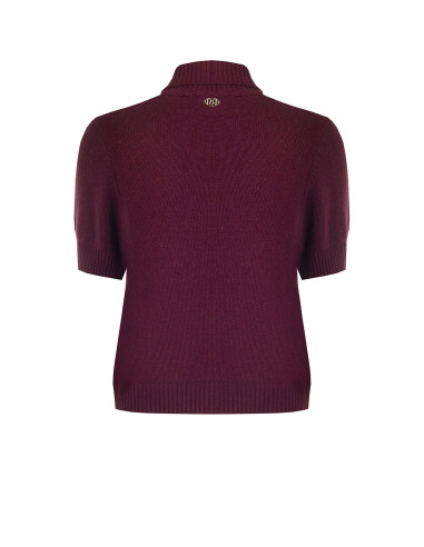 Pull à manches courtes en mélange de viscose et de laine, motif losanges avec fil Lurex Rinascimento