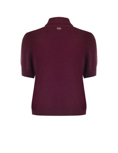 Pull à manches courtes en mélange de viscose et de laine, motif losanges avec fil Lurex Rinascimento