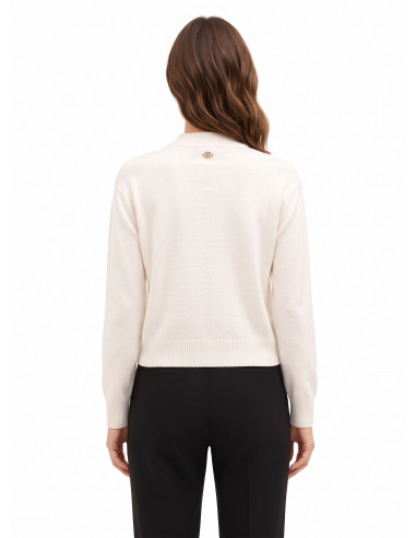Pull fin en mélange de viscose et de laine avec empiècement en crochet sur le devant Rinascimento