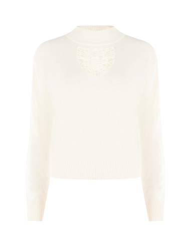 Pull fin en mélange de viscose et de laine avec empiècement en crochet sur le devant Rinascimento