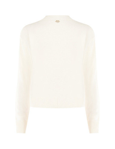 Pull fin en mélange de viscose et de laine avec empiècement en crochet sur le devant Rinascimento