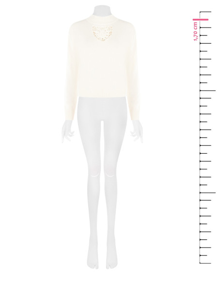 Pull fin en mélange de viscose et de laine avec empiècement en crochet sur le devant Rinascimento