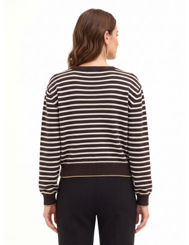 Pull rayé en viscose mélangée et laine avec Lurex sur les bords Rinascimento