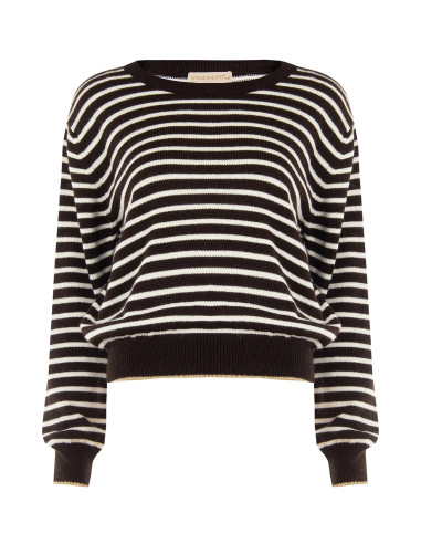 Pull rayé en viscose mélangée et laine avec Lurex sur les bords Rinascimento