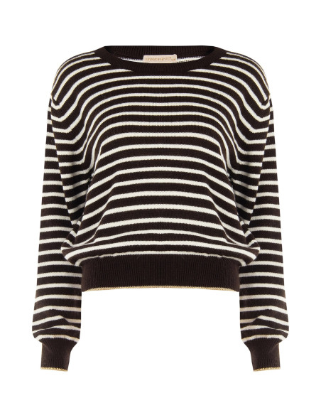Pull rayé en viscose mélangée et laine avec Lurex sur les bords Rinascimento
