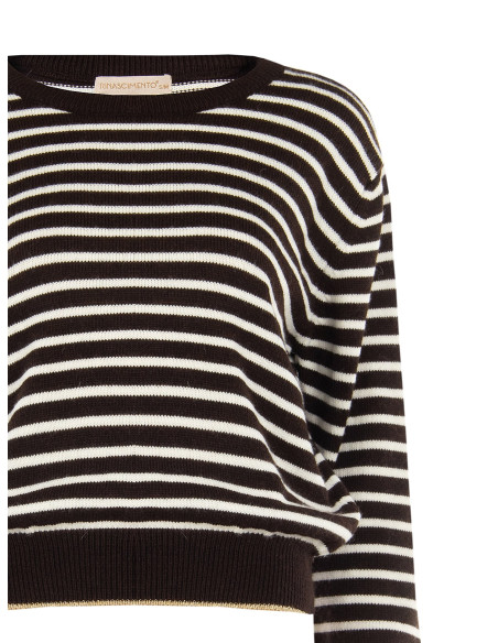 Gestreepte trui van een mix van viscose en wol met lurex aan de boorden Rinascimento