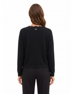 Cardigan fin oversize en laine avec col en V et détail en dentelle Rinascimento 2