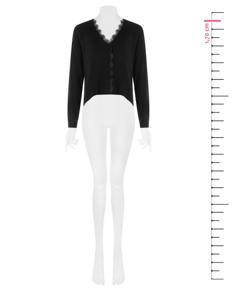 Dunne oversized wollen cardigan met V-hals en kanten detail Rinascimento