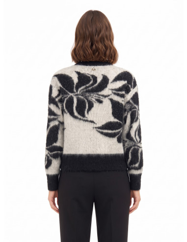 Pull en mélange de mohair et de lurex avec maxi motif floral Rinascimento
