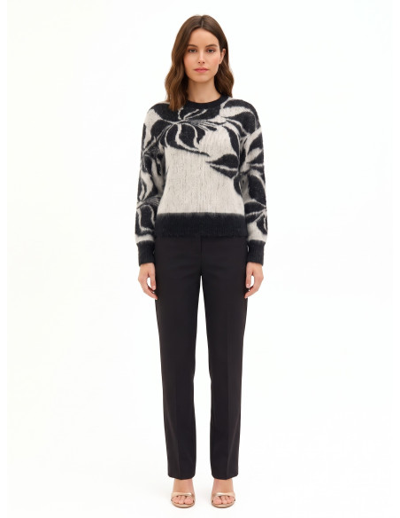 Pull en mélange de mohair et de lurex avec maxi motif floral Rinascimento