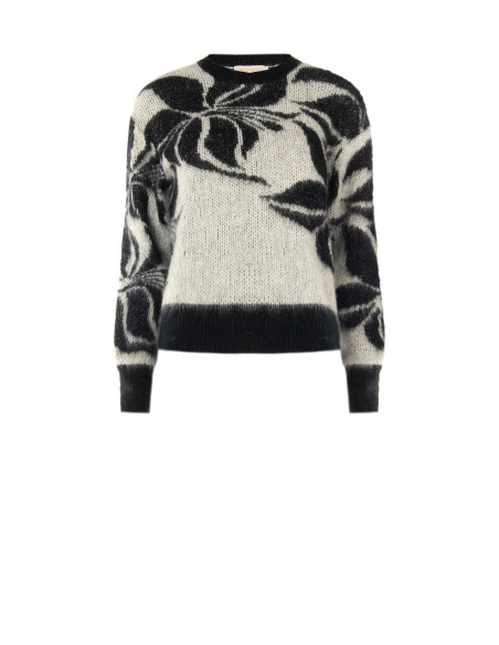 Trui van een mohairmix en lurex met een groot bloemenmotief Rinascimento