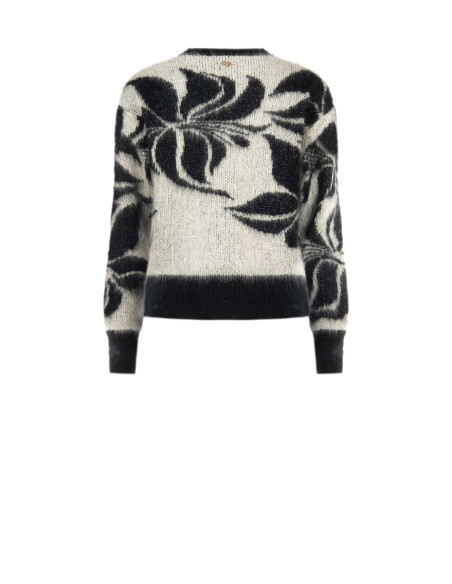 Trui van een mohairmix en lurex met een groot bloemenmotief Rinascimento