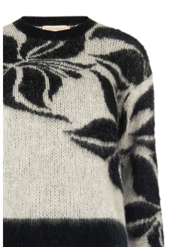 Pull en mélange de mohair et de lurex avec maxi motif floral Rinascimento