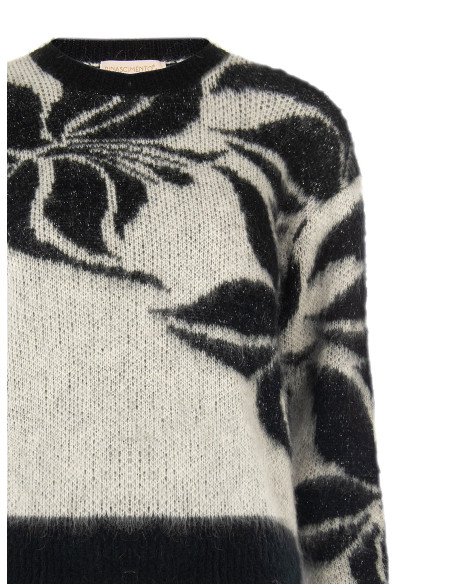 Trui van een mohairmix en lurex met een groot bloemenmotief Rinascimento