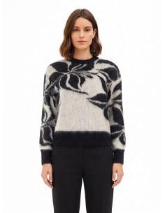 Pull en mélange de mohair et de lurex avec maxi motif floral Rinascimento