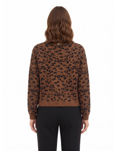 Pull en mélange de viscose et de laine à motif léopard avec cristaux Rinascimento 2