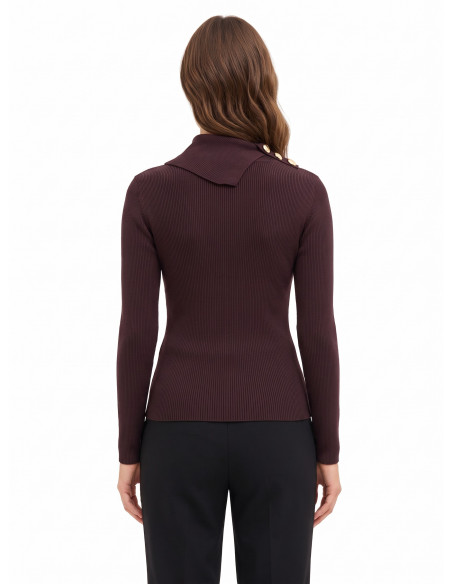 Pull ajusté en mélange de viscose avec boutons au col Rinascimento