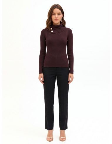 Pull ajusté en mélange de viscose avec boutons au col Rinascimento