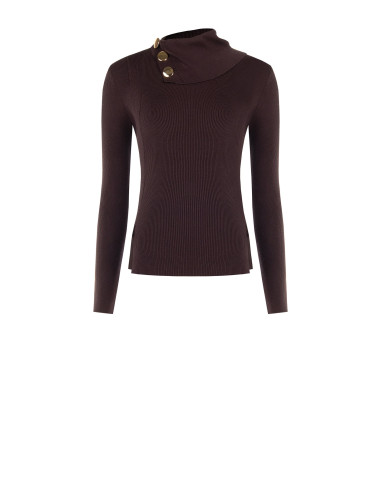 Pull ajusté en mélange de viscose avec boutons au col Rinascimento