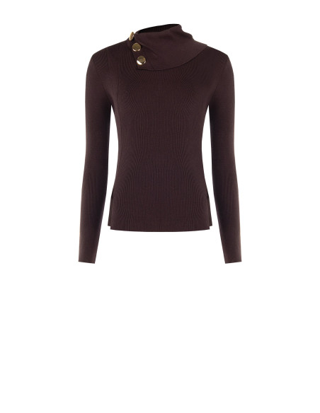 Pull ajusté en mélange de viscose avec boutons au col Rinascimento