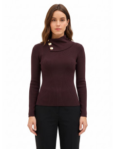 Pull ajusté en mélange de viscose avec boutons au col Rinascimento