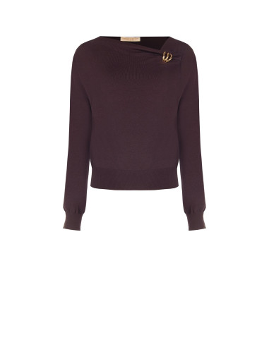 Pull léger à col asymétrique avec détail bijou Rinascimento