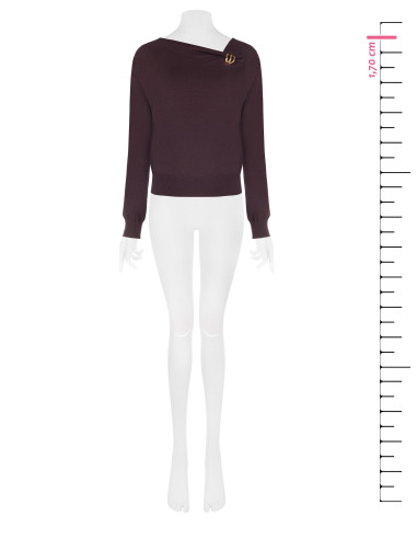 Pull léger à col asymétrique avec détail bijou Rinascimento