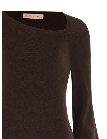 Pull léger en mélange de viscose avec encolure asymétrique et bords en lurex Rinascimento