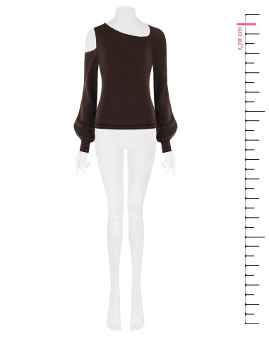 Pull léger en mélange de viscose avec encolure asymétrique et bords en lurex Rinascimento
