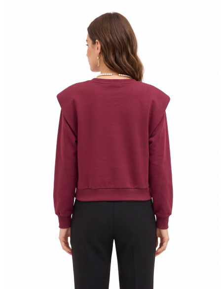 Sweat oversize en coton avec col en perles amovible Rinascimento