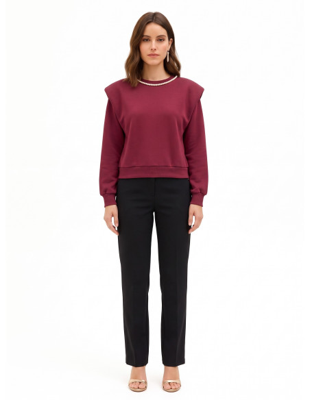 Oversized katoenen sweater met afneembare parelketting Rinascimento