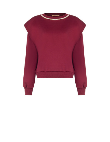 Sweat oversize en coton avec col en perles amovible Rinascimento