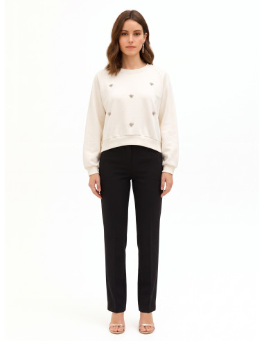 Korte oversized sweater met cabochon-kristallen Rinascimento