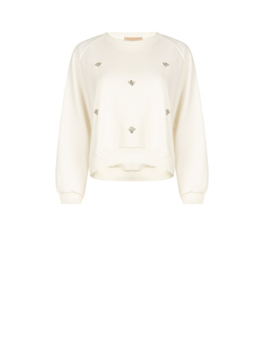 Korte oversized sweater met cabochon-kristallen Rinascimento