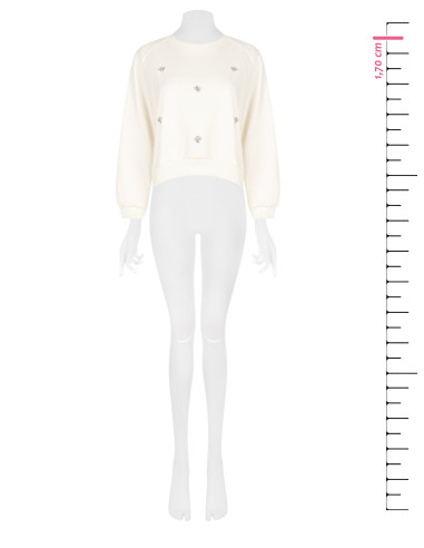 Korte oversized sweater met cabochon-kristallen Rinascimento