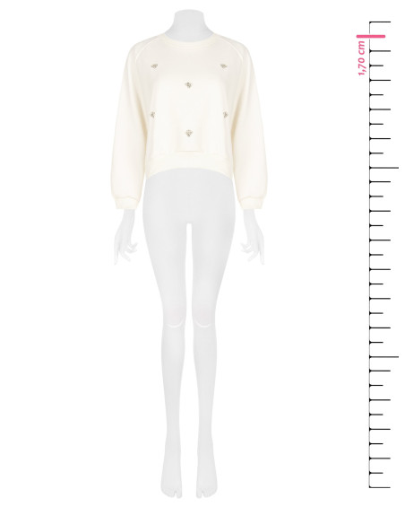 Korte oversized sweater met cabochon-kristallen Rinascimento
