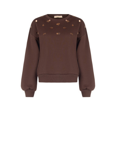 Sweat-shirt regular en coton avec application de maxi-paillettes Rinascimento