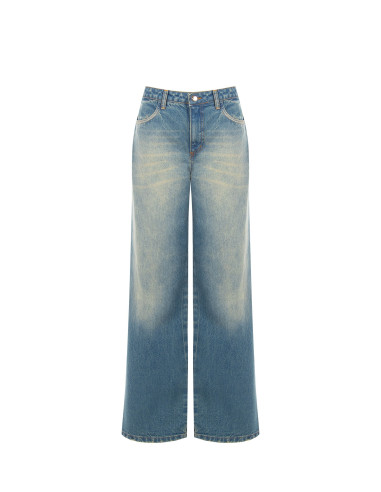 Jean wide leg effet usé, délavage clair Rinascimento